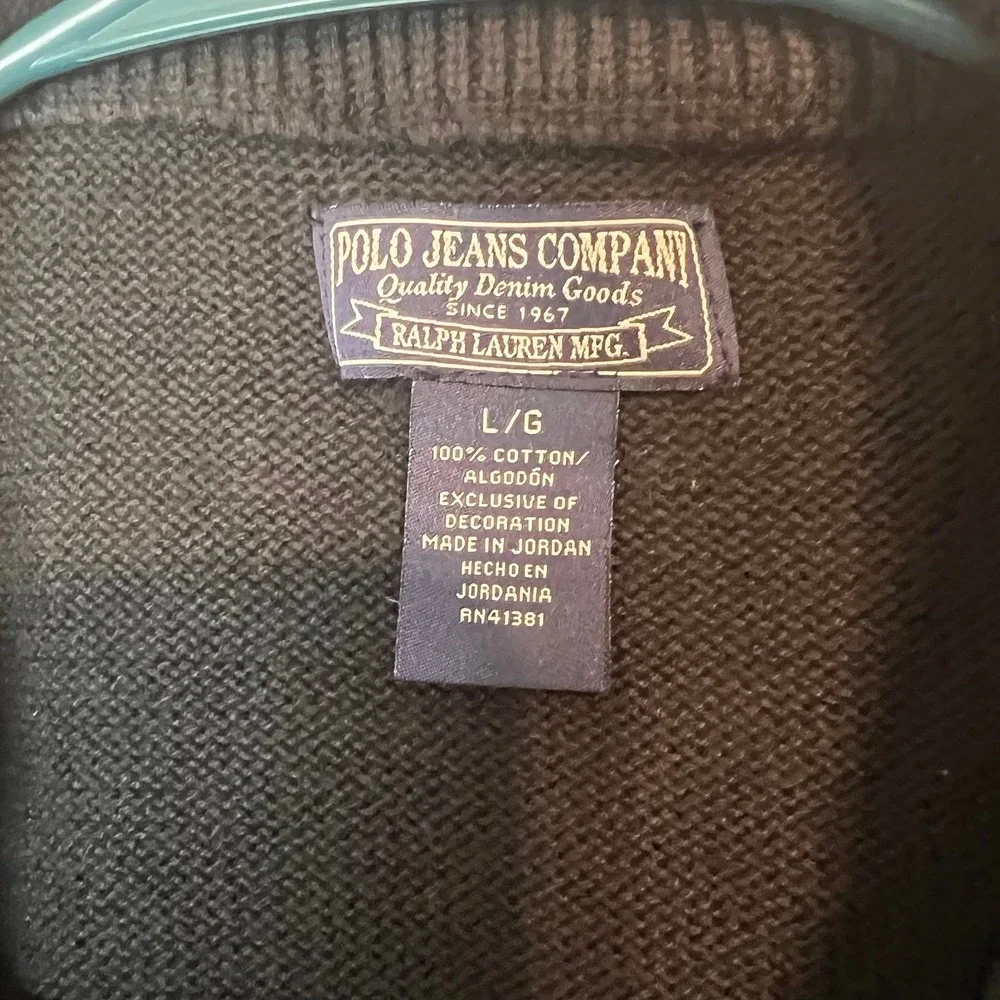 Ralph Lauren Polo Jeans Co Mens Black 1/4 Zip Sweater Size Large